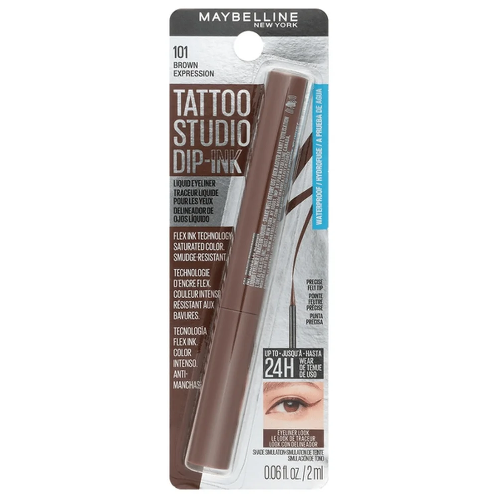 2 x Maybelline Tattoo Studio Dip-Ink Liquid Eyeliner, 101 Brown Expression